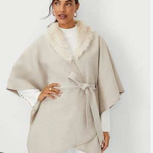 Faux Fur Collar Wrap Cape